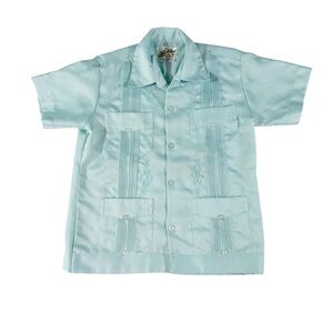 Vintage Maya Real Copacabana Embroidered Guayabera Shirt Boys 8